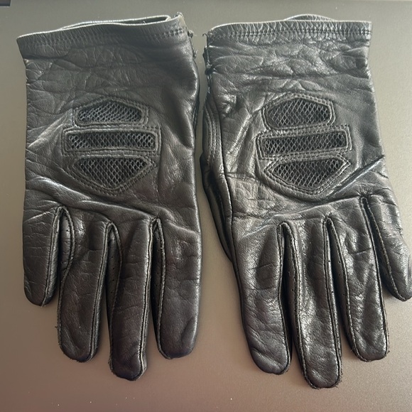 Harley Davidson leather gloves size XS palm fill silicone gel Velcro adjustable - Picture 10 of 13